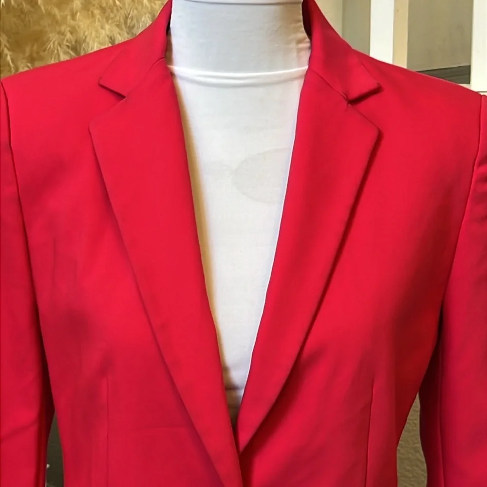 Zara Basic Shoulder Pads Hot Pink Single Button Blazer Size Medium - Picture 4 of 8